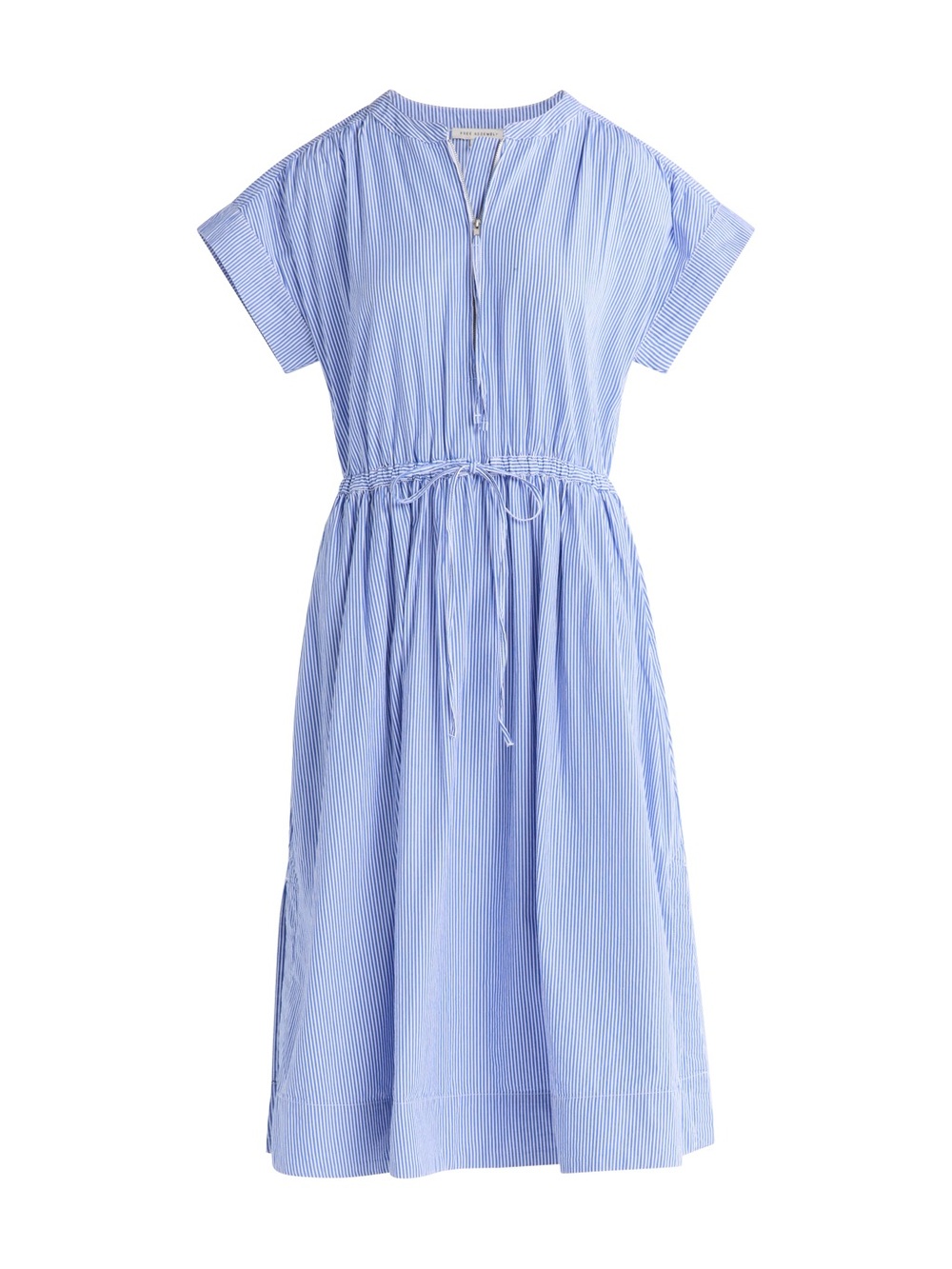 Striped Light Blue Drawstring Midi Dress